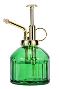 Glass Plant Mister - 6.5" Green Glass Water Spray Bottle with Gold Top Pump, Small Plant Sprayer for Indoor/Outdoor House Plants - style: Green+Gold B