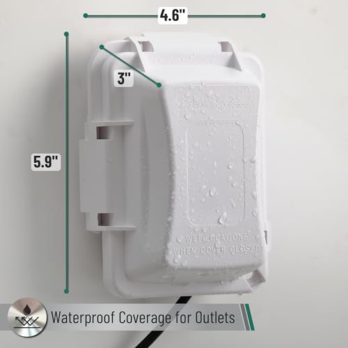 Bates Choice Weatherproof Electrical Outlet Cover, 1-Gang, White Plastic Outdoor Outlet Cover, Plug-In, 120 Volts AC, Compatible with All Devices - color: White, size: 1 Pack