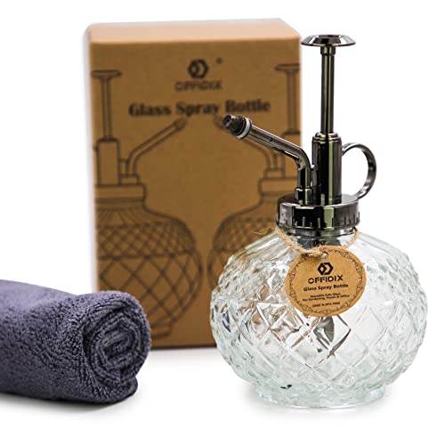 Plant Mister, Clear 10 oz Vintage Glass Spray Bottle with Plastic Top Pump | Transparent Plant Bottle 300ML, Fine Mist Small Decor Spritzer Watering Can, Indoor Outdoor Garden House Succulent Misters - color: G-Clear