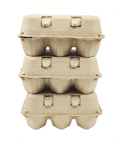 Azatemgo Half Dozen Egg Cartons 40 Pack Pulp Fiber - 6 Count Tray, Solid Reusable Eggs Containers