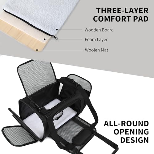 Carriers Soft-Sided Pet Carrier for Medium Large Cats Dogs Under 35Lbs,Breathable Mesh Ventilation Design,Airline Approved Cat Carrying Case(X-Large,Black) - color: black, size: 20.0"L x 13.0"W x 13.0"H