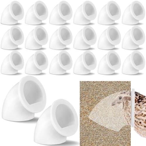 Teenyyou 20 Pack Quail Feeders No Waste Chicken Feeder Port DIY Chick Feed Saver Quail Supplies for Coturnix Small Poultry Farm Bucket Bin Container (1 Inch,White) - color: White, size: 1 Inch