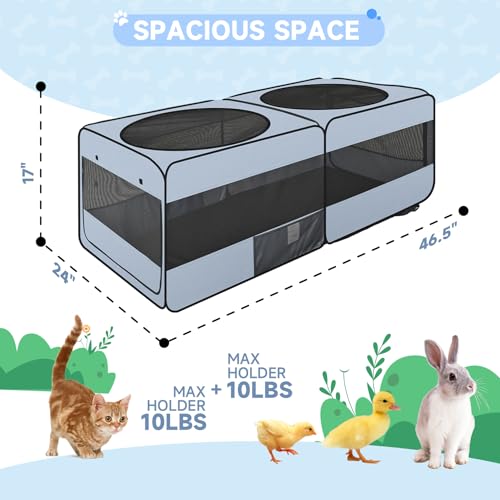 Pet Playpen Pop up Small Pet Cage Enclosure Tent Chick Run Brooder Coop Foldable Kennel for Kitten Ferret Puppy Guinea Pig Rabbit Hamster Chinchillas(No Divider, Unified Space) - color: Grey, size: S, 46.5"L x 24"W x 17.5"H