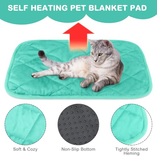 4 Pack Self Heating Cat Pad Self Warming Dog Mat Reflects Body Heat Extra Warm Thermal Pet Pad Washable Dog Cat Bed Crate Bed Mat Blanket (16 x 20 Inch,Mint Blue) - color: Mint Blue, size: 16 x 20 Inch