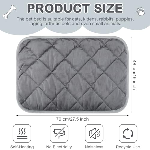 4 Pack Self Heating Cat Pad Self Warming Dog Mat Reflects Body Heat Extra Warm Thermal Pet Pad Washable Dog Cat Bed Crate Bed Mat Blanket(Gray,19 x 27.5 Inch) - color: Gray, size: 19 x 27.5 Inch