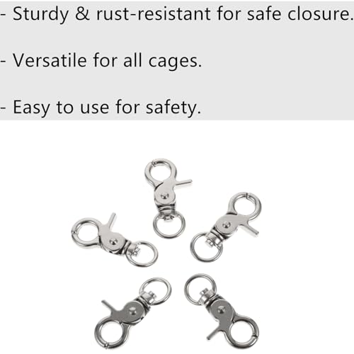 8 Pcs Bird Cage Lock Bird Cage Lobster Clasp, Birdcage Lock Birds Cage Clip Dove Cage Door Keychains Swivel Clip Rabbit Cage Door Locks Purse Hooks to Rotate Shackle Stainless Steel Iron Wire