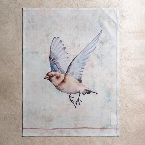 Maison d' Hermine Kitchen Towels Set of 3 Reusable 100% Cotton 27.50" x 20" | Cloth Tea Dish Towels Absorbent with Hanging Loop for Kitchen Dining Party Wedding Hotel Home Spring Summer - Flying Birds - color: 045 - Flying Birds