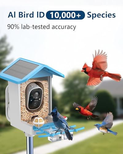 Smart Bird Feeder with Camera,2K HD Video, AI Identify Birds Species Solar Powered,Auto Capture Videos & Notify of Birds Arrival,Bird House for Birdwatching,Gift for Parents,BirdLovers