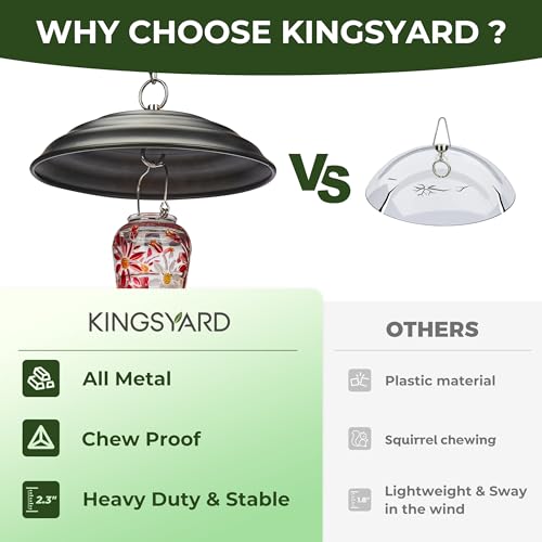 Kingsyard Metal Squirrel Baffle for Bird Feeders Hanging, Rain Guard Cover | 11 in, Chew-Proof & Squirrel-Proof, Ready to Use, Fits Most Feeders Outdoors, Weatherproof, Easy to Clean, Black - color: Black