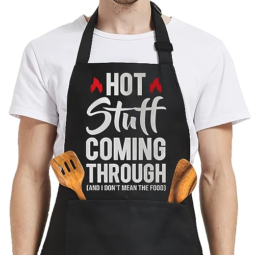 SANDJEST Funny Mens Aprons with Pockets for BBQ Grilling Cooking Grandpa Husband Apron for Birthday Christmas Father's Day - color: Funny 3