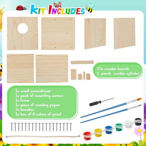 Liliful 4 Pack Bird House Kits for Kids, Wooden DIY Birdhouse Kit to Build and Paint, Birdhouse Craft Kit, Classroom Arts and Crafts Gift for Kids Ages 4-8 8-12 Boys Girls (Single Style) - color: Single Style