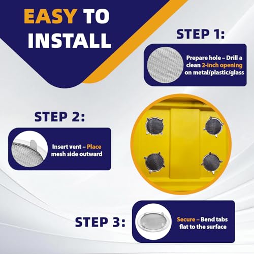 8-Pack 2 Inch Round Vent Covers with Mesh Screen, Metal Circular Vent Screen with Tab Fasteners Compatible with for Pet Cages Reptiles Birds, Storage Racks, Home, Garage and Industrial Ventilation
