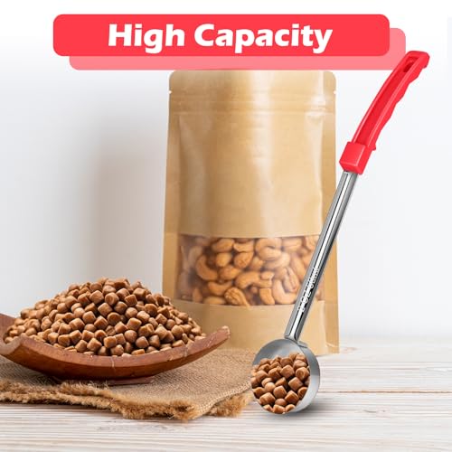 2 Pcs Dog Food Scoop 1/4 Cup Stainless Steel Dog Food Measuring Cups Long Handled Scoop for Dogs Cats Birds and Rabbits Food (1/4 CUP) - size: 1/4 CUP