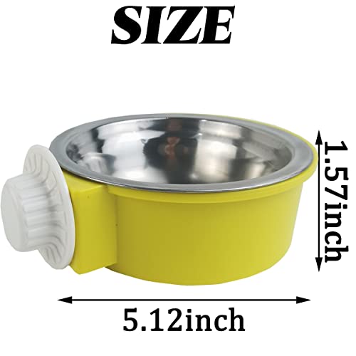 NSBELL 4PCS Crate Dog Bowl, Plastic Bowl & Stainless Steel Bowl Removable Hanging Food & Water Feeder 2-in-1 Cage Bowl Coop Cup for Cat, Dog, Birds with 4 Pet Food Spoons