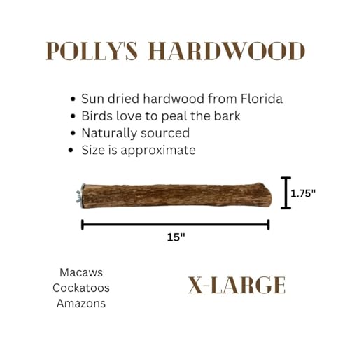 Polly's Single Bolt Hardwood Cage Perches Made in USA for Budgies, Parakeets, Cockatiels, Greys, Amazons, Blue & Gold Macaws, Cockatoos, Green Wing Macaws & Hyacinths. (X-Large) - size: X-Large