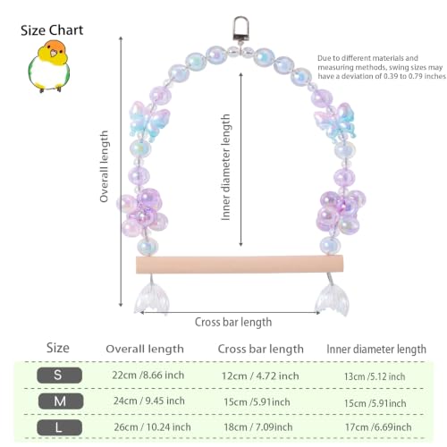 Birds Swing Parrot Hanging Toy Wooden Perch Bird Chew Toys for Love Birds，Parakeet，Cockatiel, Mynah, Budgerigar (Blue Purple Butterfly, Medium) - color: Blue Purple Butterfly