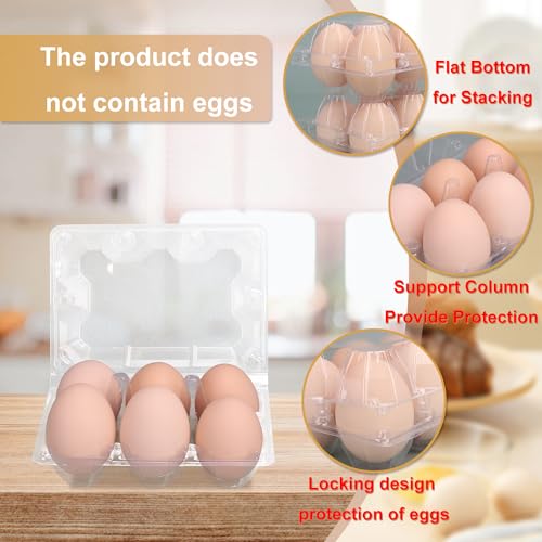 150 Pack Half Dozen Egg Cartons Bulk, 2x3 Grip, Clear | Plastic Chicken Egg Holders, Egg Tray Carton Holder for Home, Egg Storage Solution, 6 Grids(Medium Size) - color: 6 Grids