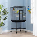 41" Large Bird Cage, Parrot Bird Cage with Rolling Stand & Storage Shelf, Heavy Duty Wrought Iron Flight Cage, Secure Lock, Ideal for Parakeets, Parrots, Cockatiels, Conures, Lovebirds - size: 25.4"L x 19.7"W x 5.9"H