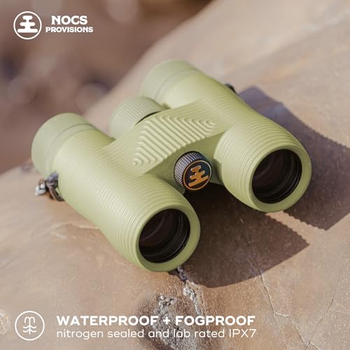 Nocs Provisions Field Issue Compact 10x32 Waterproof Binoculars Shockproof | Fogproof, 10X Magnification, Bak4 Prism, Multi-Coated Lenses for Adults & Kids, Bird Watching, Hunting & Wildlife Viewing - color: Ponderosa (Green), size: 10x32
