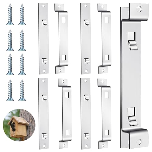 Supkiir 6 Sets Bird House Hanger Bracket, Rust Proof Galvanized Steel Bird House Kit, Stable Mounting Bracket with Screws for Securing and Stabilizing Bird Houses Nesting Boxes Feeders