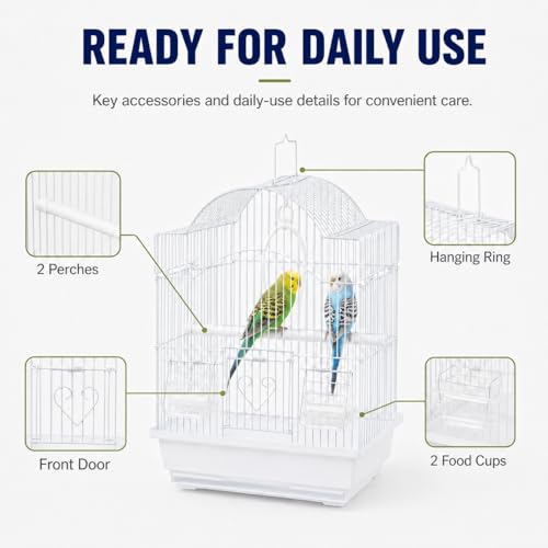 Portable Small Bird Cage – Travel-Friendly Metal Cage for Parakeets, Lovebirds, Finches & Canaries, Lightweight, Easy to Clean, Quick Assembly