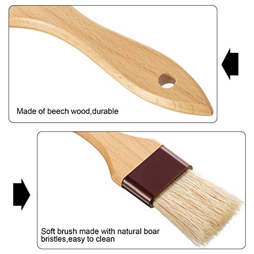Boao 4 Pcs Pastry Brush, Natural Bristle Basting Brush for Cooking and Baking, BBQ Brushes for Butter, Baster, Oil, Egg, Sauce, Turkey, Grilling, Marinade and Kitchen Food(1 Inch, 1 1/2 Inch) - size: 1 Inch, 1 1/2 Inch