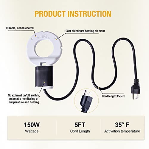 150W Chicken Water Heater,Submersible Bucket Heater Deicer for Poultry | Prevents frozen water in winter,Freeze-Proof Poultry Waterer,for Bird Bath,Chicken Waterer,Cat Waterer, Dog Waterer - size: 150Watt