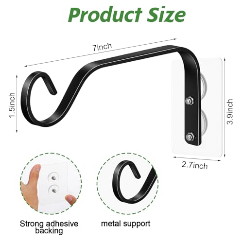 4 Pack Window Bird Feeder Hanger Hook - Strong 7LB Load-Bearing Hooks with Traceless Adhesive for Bird Feeders, Wind Chimes, Plants - Black