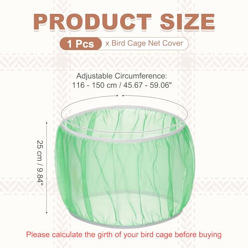 Bird Cage Seed Catcher, Bird Cage Net Cover Seeds Guard, Universal Birdcage Accessories, Green, Circumference 45.7"-59.1", Height 9.8" for Parrot Cockatiel Enclosures - color: Green, size: Circumference 45.7"-59.1", height 9.8"