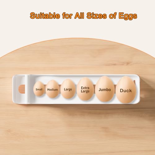 Egg Holder for Fridge, 2 Tiers, Egg Roller for Eggs 12 Count | Auto Rolling Egg Storage Organizer for Refrigerator, Slim Space Saving Container, Dispenser - size: 2 Tiers