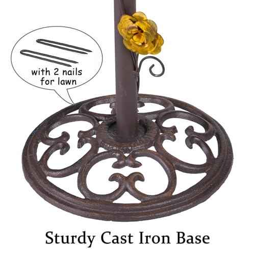 Metal Bird Bath and Feeder for Outdoors 39.4" H 2-in-1 Combo | Freestanding Birdbaths with Cast Iron Pedestal, Retro Vine Shaped Standing Combo for Outside Garden Patio Porch