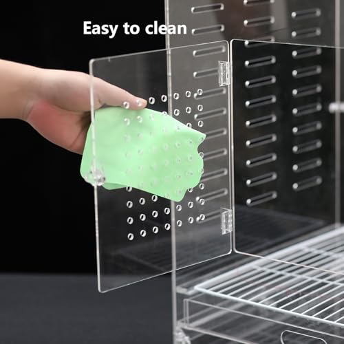 Clear Acrylic Bird Cage for Small Birds, Transparent Display Habitat for Canary, Parakeet - Easy to Clean & Assemble (14x15x20in) - size: 14"L x 15"W x 20"H