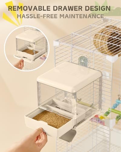 septillar Bird Feeder and Bath for Cage, Hanging Bird Bathtub Bath Shower Box Bowl, Bird Cage Accessories Suitable for Small Medium Birds, Parrots, Lovebirds, Finches, Parakeets, Mannikin (White) - color: White