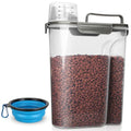 TIOVERY Dog Food Storage Container, 5-7 Lbs Airtight Pet Food Container, Cat Food Container Dispenser Plastic Bin with Pouring Spout, Portable Handle and a Collapsible bowl for Dogs Cats Grey/6Qt - color: Grey 6Qt