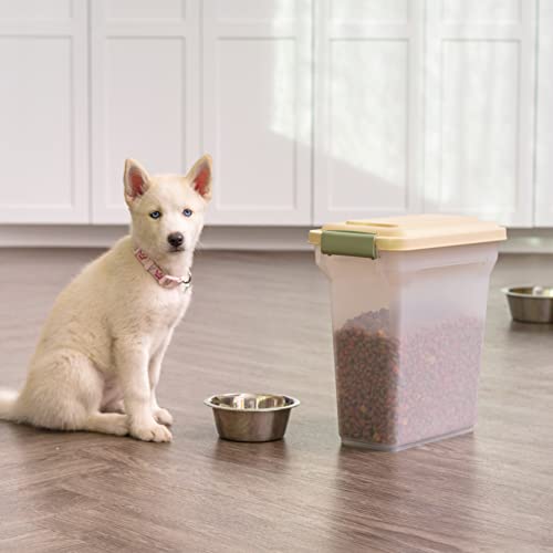 IRIS USA Dog Food Storage Container, Up to 13 lbs, Almond, Made in USA | BPA-Free, Airtight Seal, Best for Cat Food, Bird Seed, Chicken Feed, Pet Toys, Treats, Pellets - color: Almond