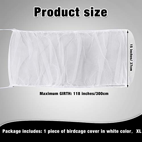 Shappy Large Bird Cage Seed Catcher,Bird Cage Cover Net Skirt Guard,Adjustable Soft Airy Mesh Net for Parrot Parakeet Macaw(118 x 15 Inch/ 300 x 37 cm,White) - color: White, size: 118 x 15 Inch/ 300 x 37 cm