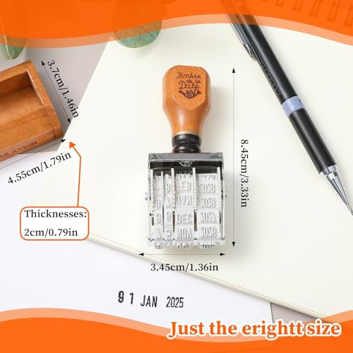DIY Date Stamp，Roller Date Stamper Day Month Year，Library Stamp Egg Stamp Time Stamp Scrapbooking Stamps for Scrapbooking Wooden Stamps（for 2026-2037 Year or 2025-2036）