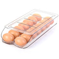 RoskDeewat Egg Holder for Fridge, Automatic Rolling Egg Container -1 Tier | Stackable Fridge Organizers and Storage with Lid, Sturdy Clear Plastic Egg Dispenser & Tray for Refrigerator - size: 1 Tier Holder 14 Eggs
