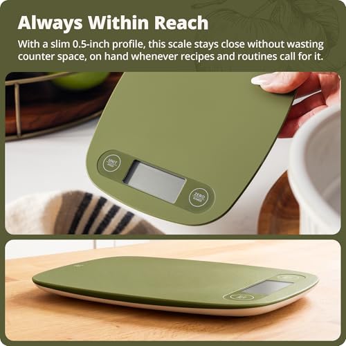 Greater Goods Food Scale, Slim & Compact Build, 1g Precision (Moss Green) | Digital Kitchen Scale for Cooking, Meal Prep & Portion Control, Tare, Auto Shut-Off, g/oz/lb/ml Conversion & Calorie Tracking - color: Moss Green