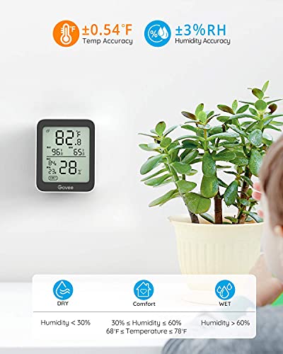 Govee Indoor Hygrometer Thermometer 2Pack H5075 with Bluetooth App Control | Room Temperature Humidity Meter, 164ft Remote Monitor, Smart Alerts, 2 Years Data Storage Export, for Bedroom Wine Cellar - color: Black, size: 2 Pack