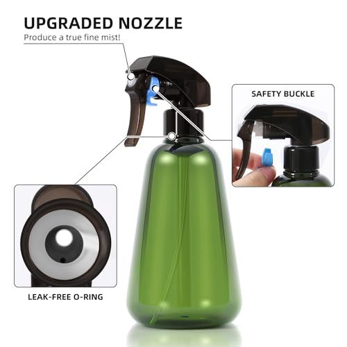 Spray Bottle for Plants 2 Pack, 16oz - Ultra Fine Mist, Plant Mister Indoor | Empty Spray Bottles, Leak Proof Misting Water Sprayer for Gardening, Planting, Hair, Cleaning Solutions - Funnel Included - color: Green & Brown