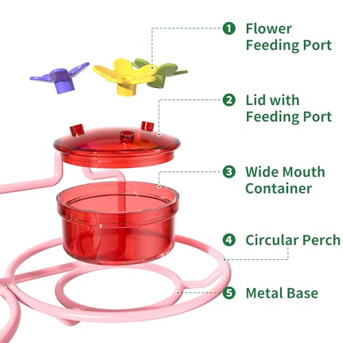 Dreamdrawer 2 Pack Window Hummingbird Feeder, Small Hummingbird Feeder for Outdoors with Strong Suction Cup - Metal Base & 6 Feeding Ports, Easy to Clean and Refill, Pink - color: 2PC-Pink