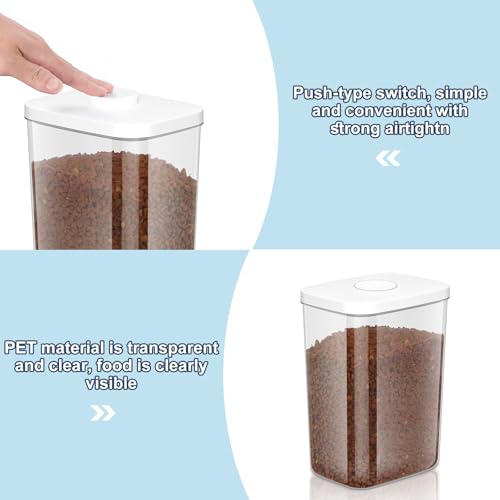 LEAWALK 5-8 Lbs/6Qt Airtight Dog Cat Food Storage Container and Pet Storage Bin BPA-Free, PET Clear Stackable Dog Treat Containers Measuring Scoop Suitable for Dogs Food, Cats Food and Other Dry-1Pack - color: White (5.6L-1Pack)