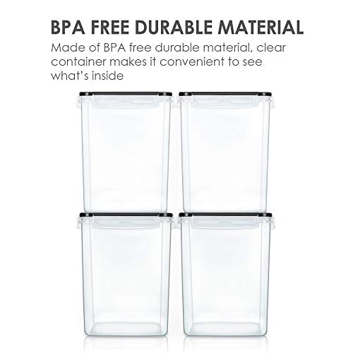 Vtopmart 5.2L Flour Sugar Storage Containers, 4 PCS, Black | For Bulk Flour and Sugar Storage, Airtight Seal, Multiple Sizes, BPA Free, Food Grade Material, Dishwasher Safe (Not Lids) - color: Black, size: 5.2L