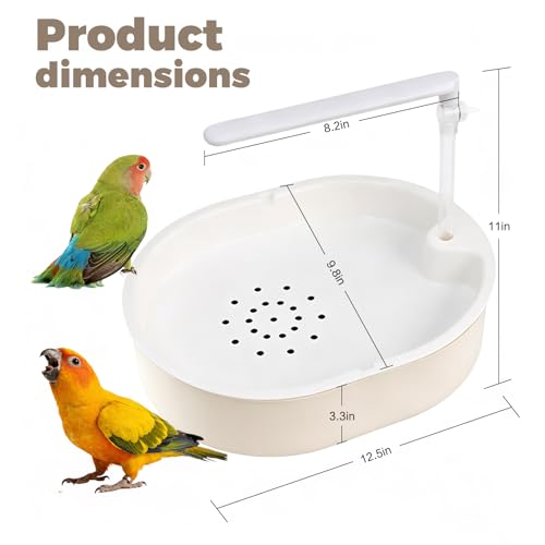 Automatic Parakeet Bird Bath with Pump,Automatic Bath Shower(Beige) | Bird Shower Fountain Bathtub with Running Water,For Birds African Grey Amazon Conure Parakeet Cockatiel - color: Beige