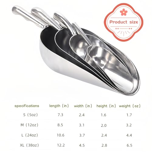 Heavy-Duty Cast Aluminum Kitchen Scoop - Rust-Proof, Ergonomic S-Handle Ice Cube Endurance Scoopfor Ice, Candy, Popcorn, Coffee Beans, Flour & Pet Food - Commercial-Grade Durable Design (S（5oz）) - size: S（5oz）