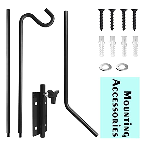ERYTLLY 2 Packs Heavy Duty Deck Hook Wall Mounted, Extensible and Adjustable Deck Hook for Hanging Bird Feeder, Plants, Suet Baskets,Wind Chimes,Lanterns and More - size: Wall Pole - Adjustable Length - 2 Packs