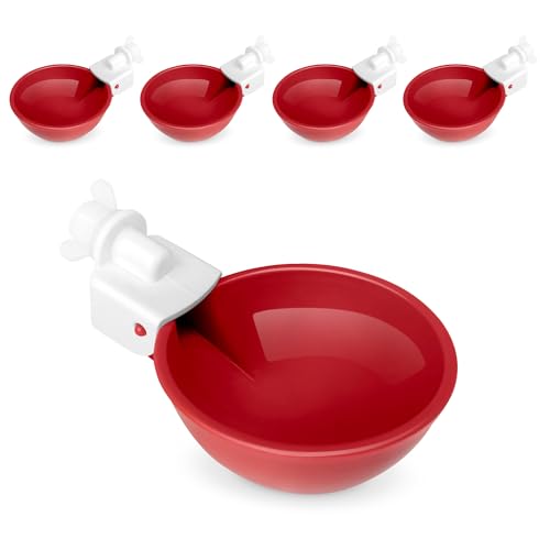 Hen's Choice™ - Large Automatic Chicken Waterer Cups, Poultry Water Kit (Red, 5) - color: Red, size: 5