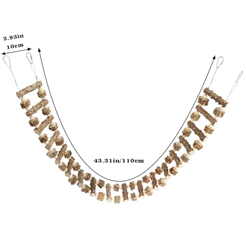 Natural Pepper Wood Hanging Pet Bridge & Swing, Rat & Hamster Climbing Toys, Bird Cage Accessories, Suitable for Parrot, Rat, Squirrel, Sugar Gliders - size: 43.3 × 3.9 Inch