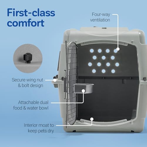 Petmate Sky Kennel - For Air and Travel, Airline Compliant Dog Crate for Pets up 15-30 lbs, Heavy Duty Dog Kennel, Made in the USA- 28 Inches - size: 28 Inch